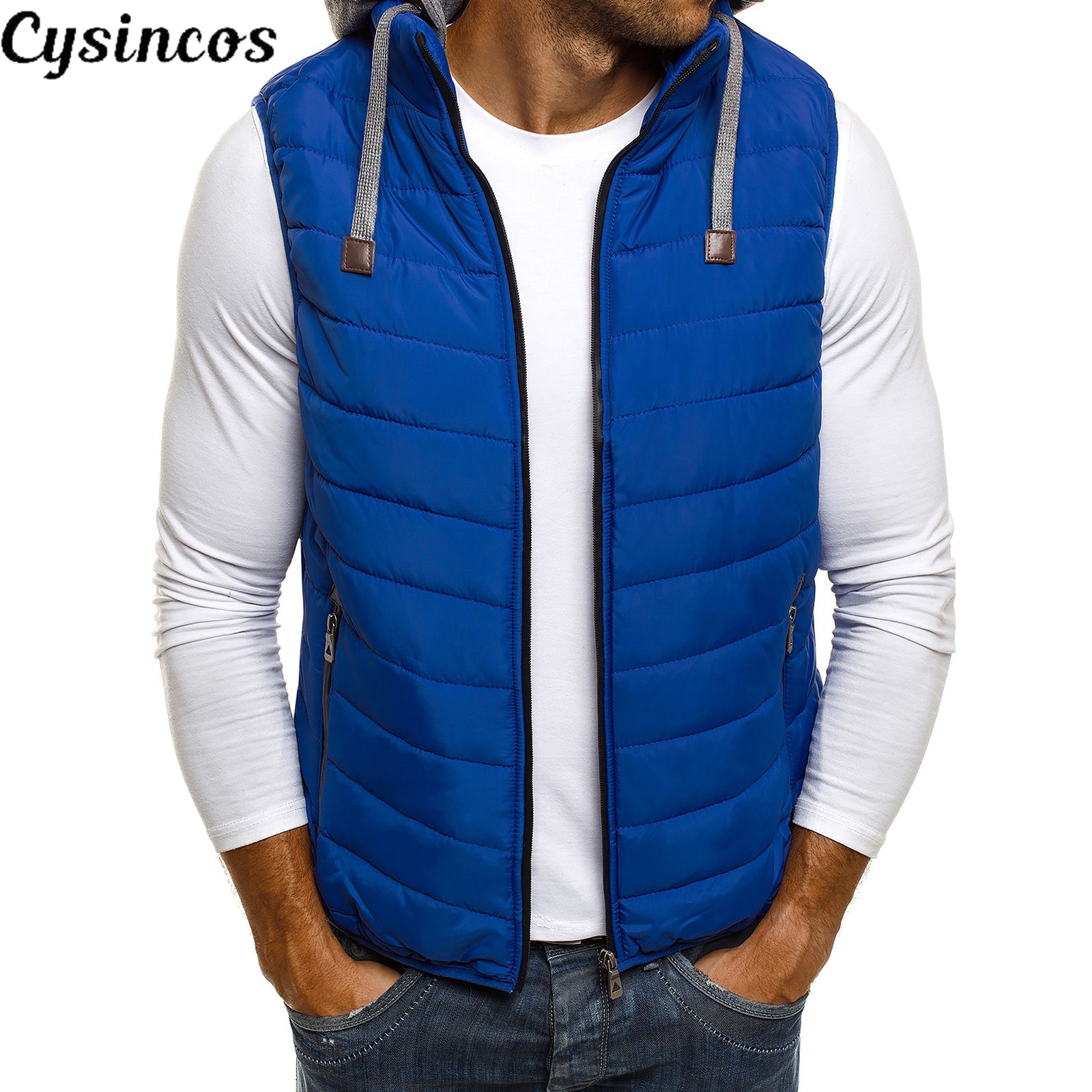 Cysincos Mannen Truien Dikke Vest Down Jassen Mannen Casual Winter Jas Mannelijke Slanke Vesten Uitloper Vest Mannen Kleding