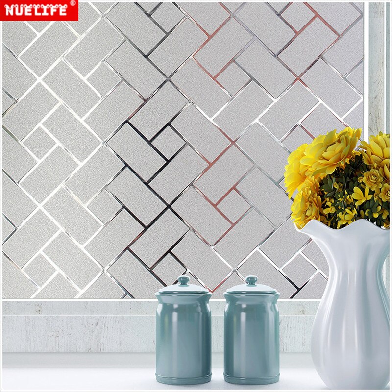 Non-adhesive static glass film frosted tile sticker window sticker sunscreen Chinese zigzag pattern window pvc film