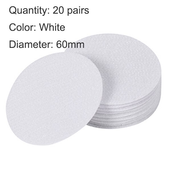 Haak Lus Lijm Stippen 60Mm Zelfklevende Klittenbandsluiting Tape Dubbelzijdig Sticker Mat Tapijt Grijper Pad wandmontage: White 20Pairs