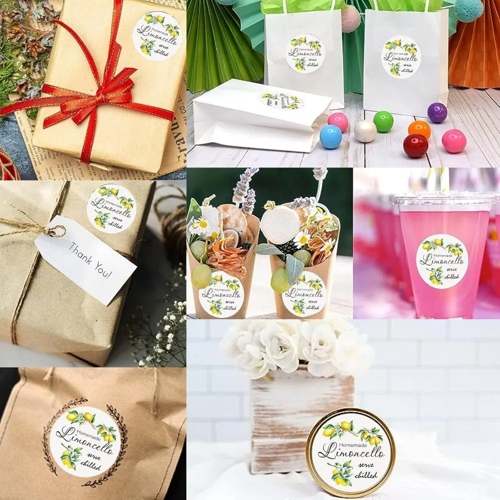 Bedankt stickerlabels Limoncello cirkelstickers 60 stuks cirkelstickers 2 "zelfklevende handige feestcirkelstickers
