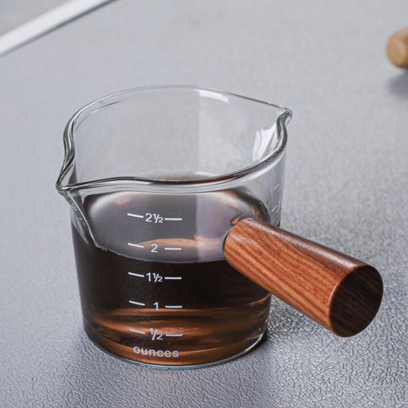 70Ml/75Ml Hittebestendige Glas Espresso Maatbeker Dubbele Mond Glas Melkkan