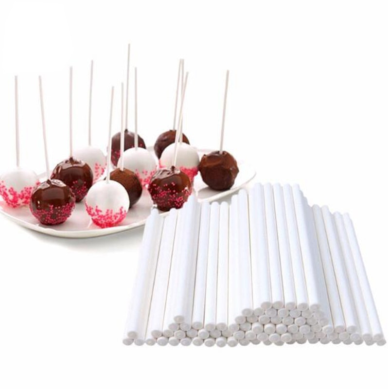 Silikolove Solid Core Wit Papier Lollipop Sticks Voor Chocolade Snoep Lolly Pop Sucker Sticks Cake Pop Sticks Sugarcraft Gereedschap