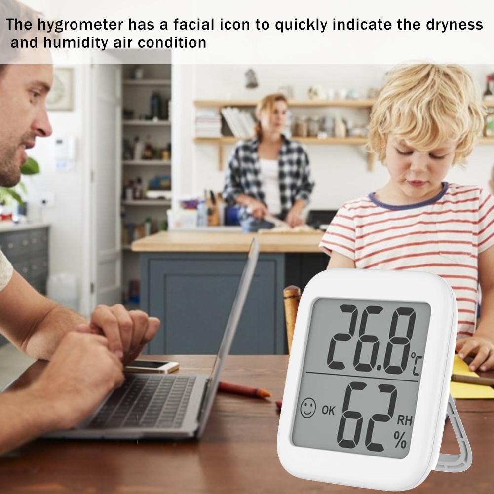 Accurate Indoor Wall Mounted Temperature Humidity Gauge With Notification Alert And LCD Display Digital Temp Humidity Monitor