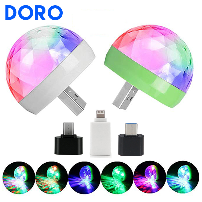 Usb  dc5v färgglada scen ljus musik kontroll bil dekoration atmosfär lampa röststyrning ktv dj disco lampor för iphone android