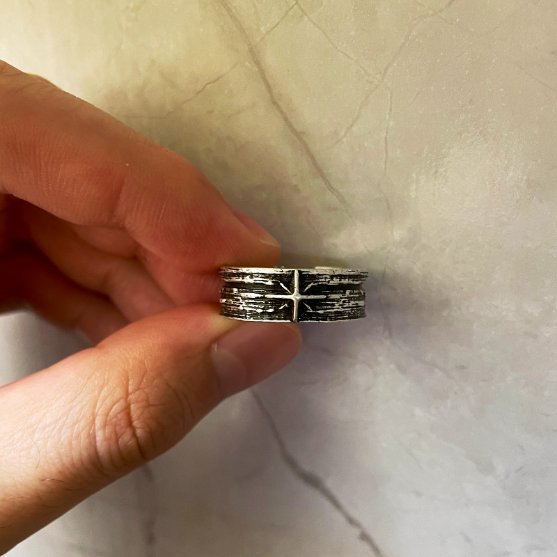 Retro Sterrennacht Art Ring voor mannen Zilver Kleur Punk Gothic Verstelbare Open Ring Rock Handgemaakte Unisex Sieraden Accessoires Cadeau