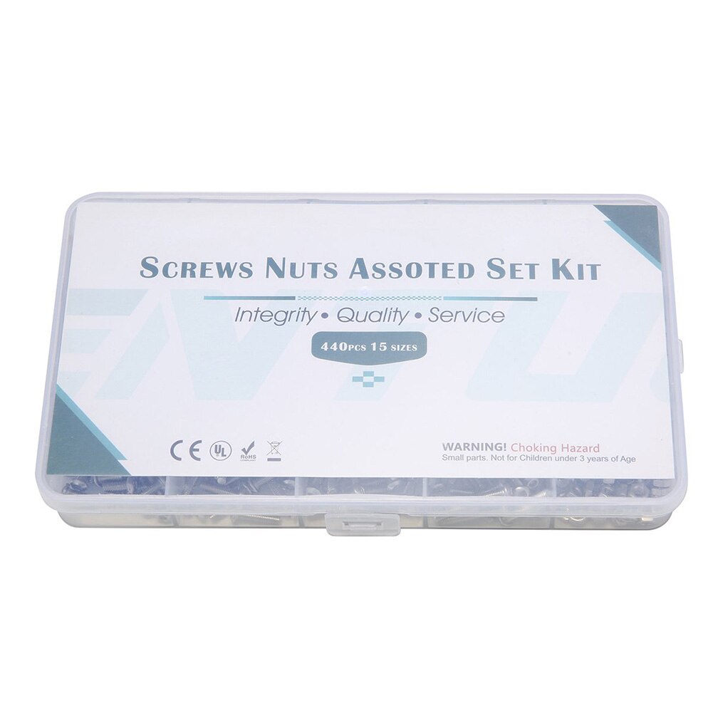 440pcs Bolts Nuts Set Stainless Steel Home Fasteners Cap Screws Button Head Assortment DIY Tool With Box Hexagon Socket