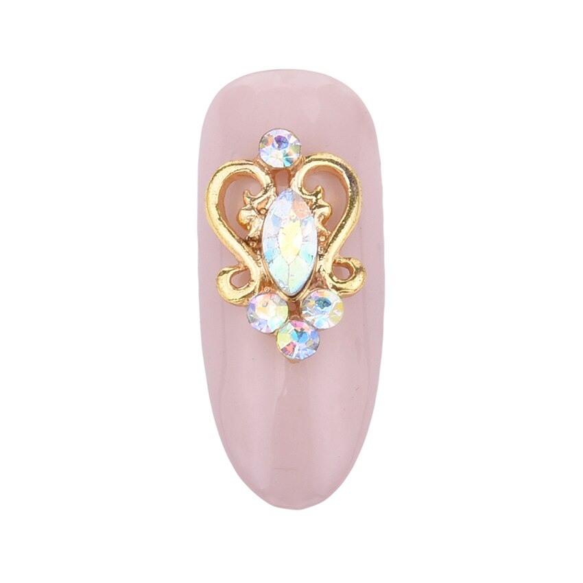 10 pcs alloy gold nagel decoratie charmes glitters rhinestones gems terug gebogen 3d nail art juwelen levert y995: Y995b