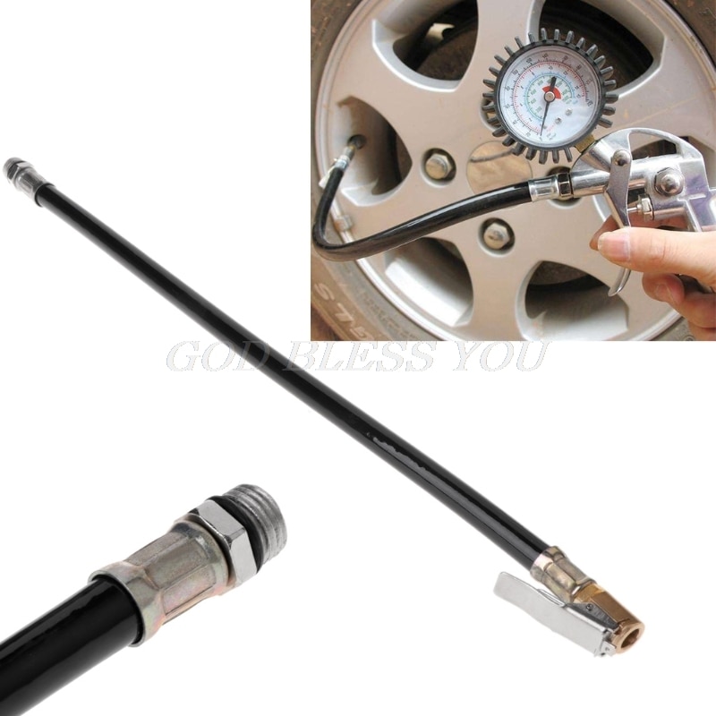 Luft dekk inflator trykk bil auto dekk pumpe slangemåler fleksibel slangekobling måleinstrumenter