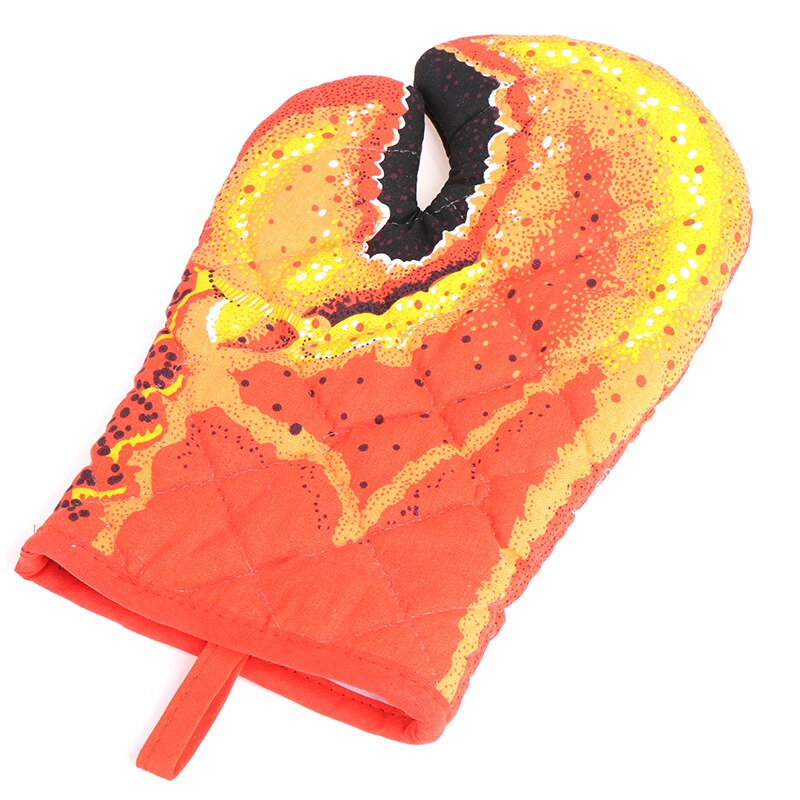 3d värmetålig vante kök matlagning mikrovågsugn vante isolerad halkfri handske krabba / fisk form förtjockning bomull ugnsvantar