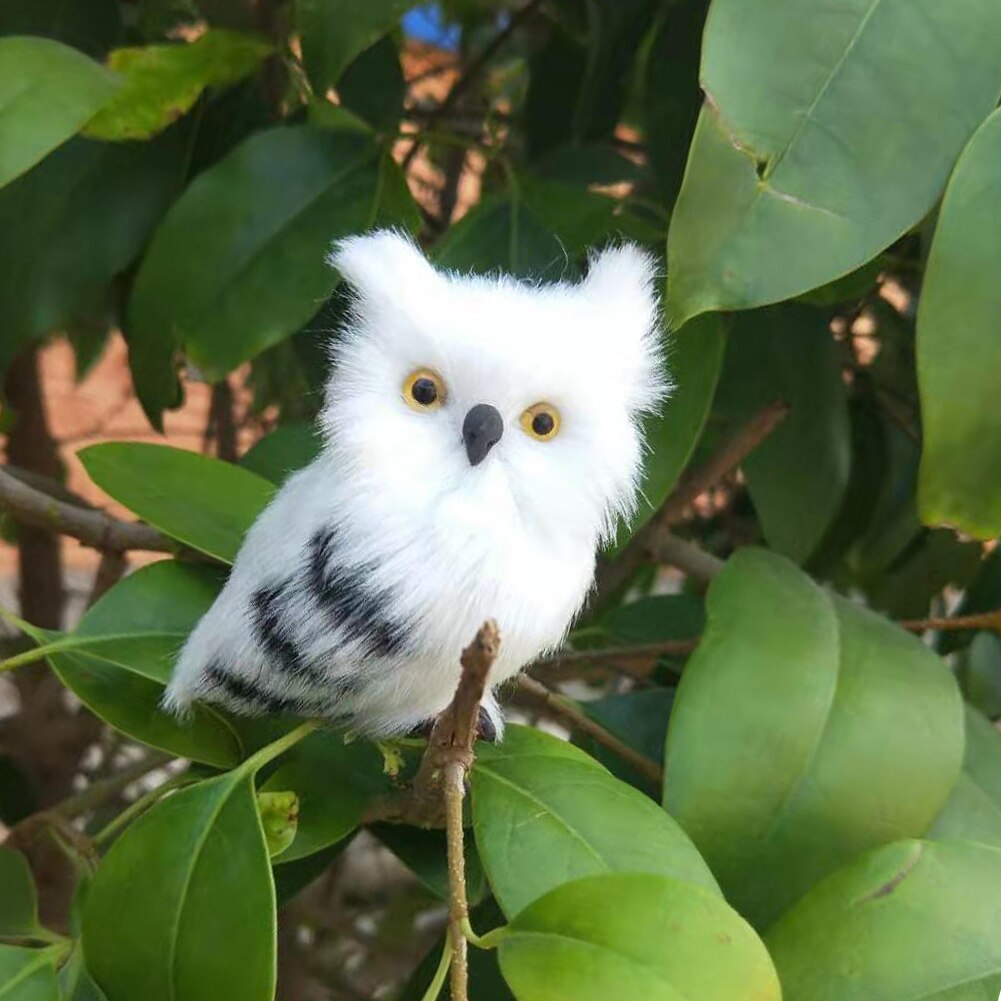 Cute Artificial Lifelike Animal Owl Miniature Plush Toy Garden Ornament Photo Props