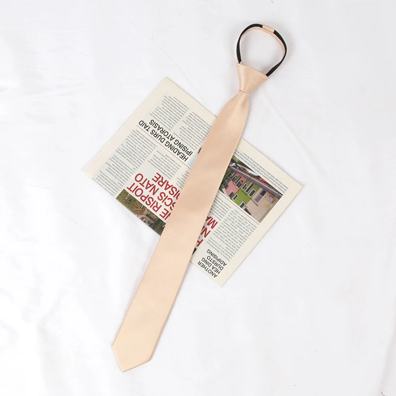 Unisex Black Simple Clip on Tie Women Men Zipper Ties Shirt Accessories Necktie for Man Skinny Slim Narrow Party Wedding Necktie: Champagne