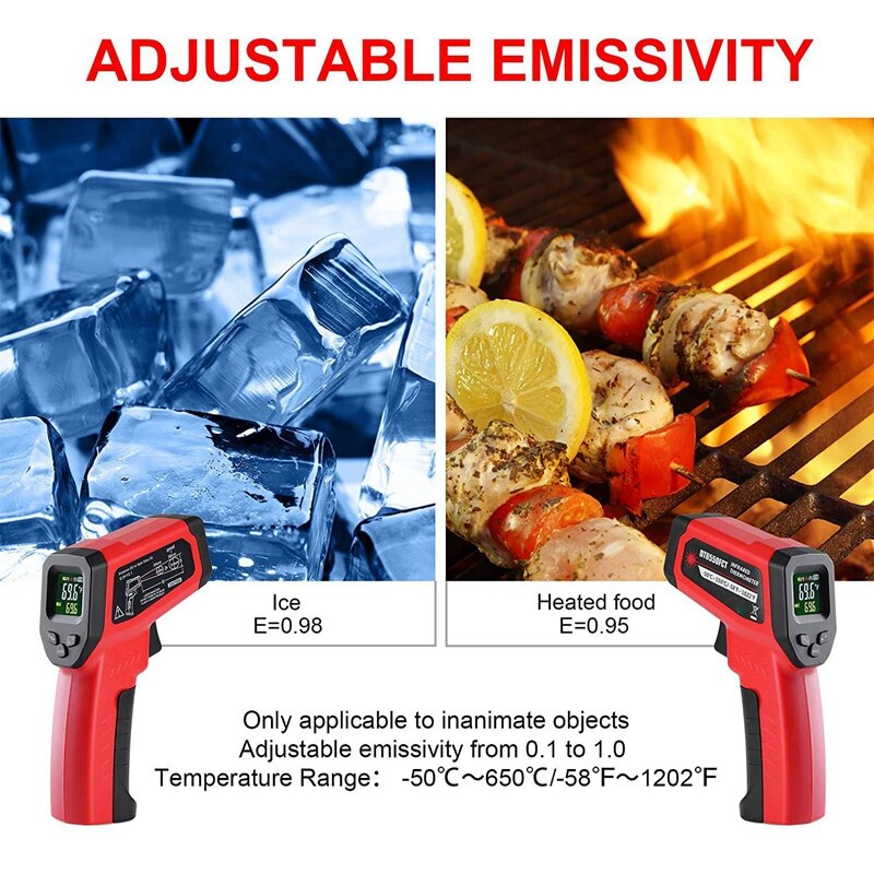 Infrared Thermometer Non-Contact Digital LCD Display Handheld Temperature Checker For Cooking BBQ Oven Industry