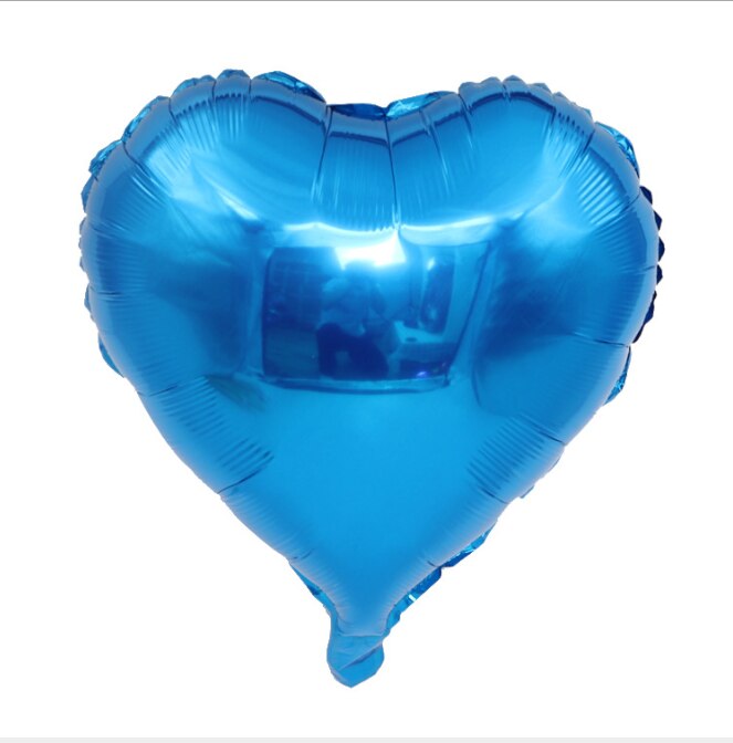 5pcs/pack 10 Inch Heart Shape Aluminum Foil Ballons inflatable birthday Wedding Party decoration balloon: blue