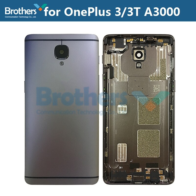 Cubierta trasera para Oneplus 3 3T A3000 carcasa de batería con lente de cristal de cámara cable Flex con vibrador para Oneplus3 3T A3010 Puerta de batería