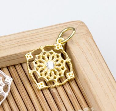 Hollow Out 100% 925 Sterling Zilver Ambachtelijke Bloem Charms 15Mm Goud Zilver Kleur Hangers Accessoires Diy Sieraden Maken Oorbellen: gold 1pcs
