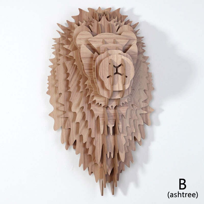 Nordic Stijl Woondecoratie Hout Leeuwenkop Muur Opknoping Voor Art Wanddecoratie Hout Dieren Hoofd Ambachten Voor Moderne Thuis Decor: B Ashtree