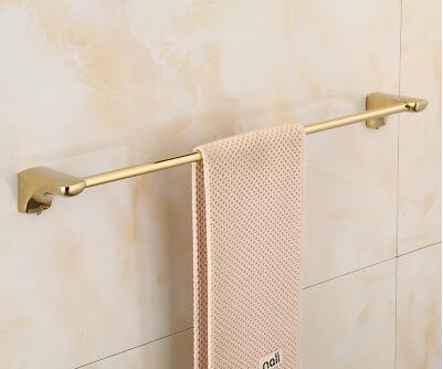 Badeværelsestilbehør guld toiletbørsteholder,papirholder,håndklædestang,håndklædeholder badeværelse hardware sæt pvd finish: Enkelt håndklædestang