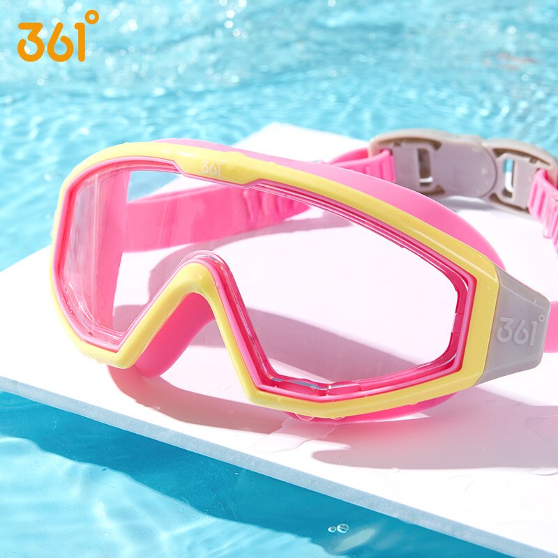 361 børn svømning briller anti tåge beskyttelsesbriller store ramme vandbriller undersøiske briller svømning beskyttelsesbriller: Lyserød