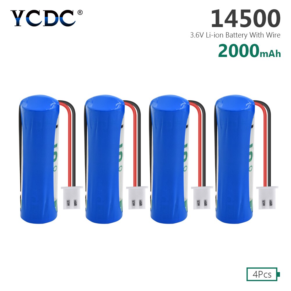 YCDC 4pcs AA 14500 3.6V 2000mAh Lithium Battery For Electric Meter LS-14500 ER14505 With Plug