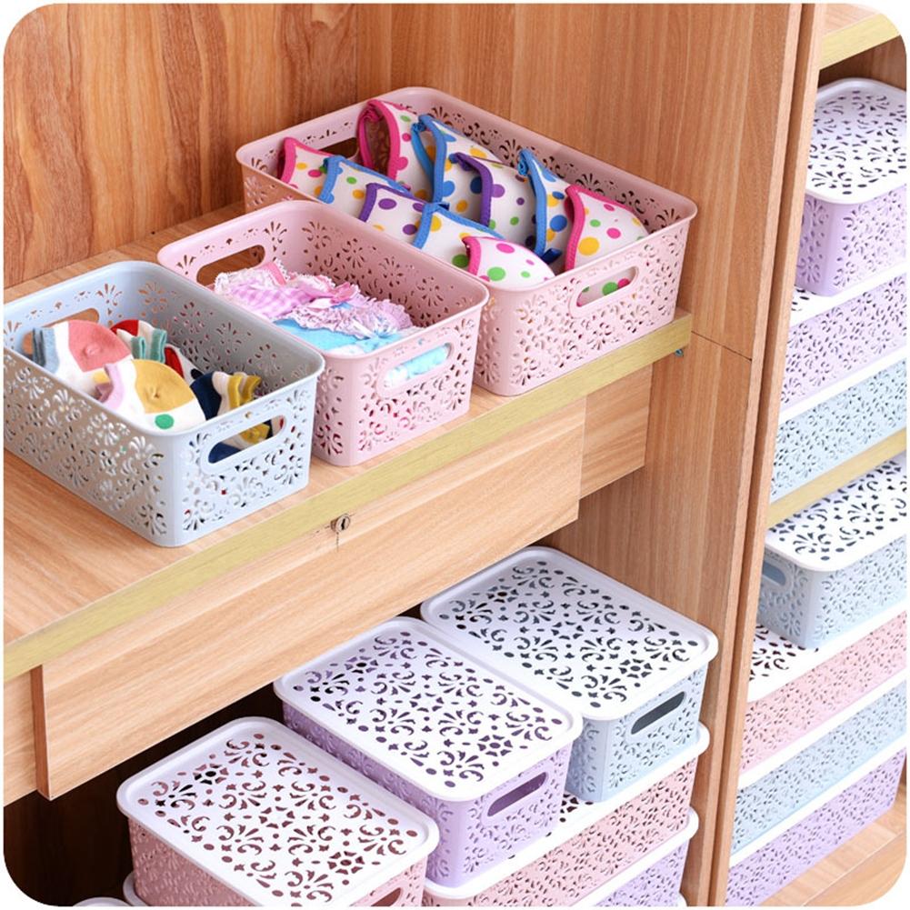 Adeeing Plastic Desktop Hollow Storage Basket Underwear Storage Box Kitchen Organizer Clothes Toys Storage Container