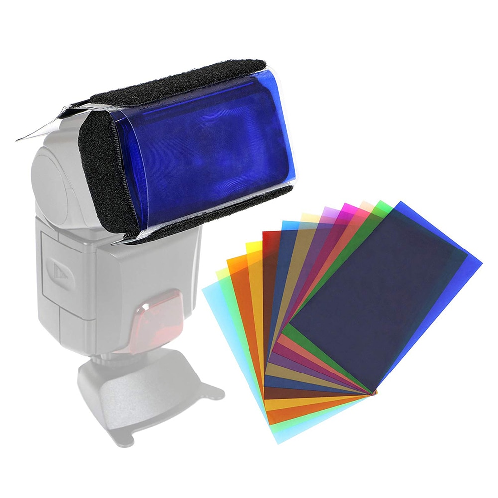 Filtro de gel difusor para Flash de cámara, Kit de filtros de iluminación de Balance de Color transparente para cámara de estudio fotográfico, 12 colores