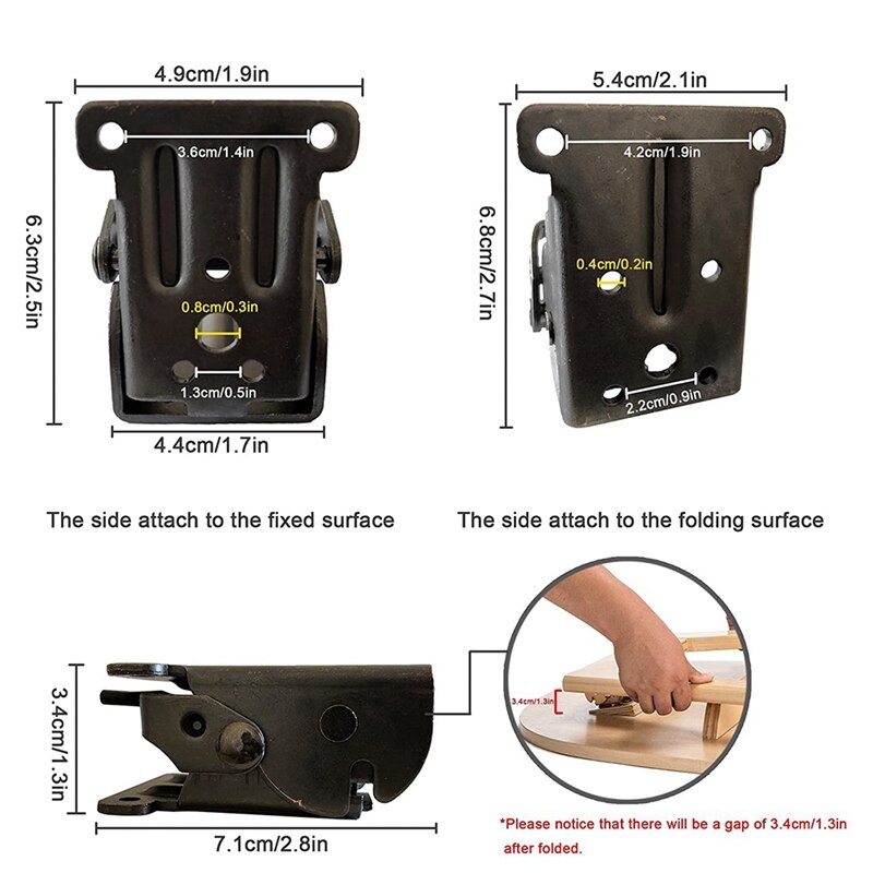 Metal Foldable Bracket Self-Locking Hinge Hardware Accessories with Screw Lock Extension Bracket