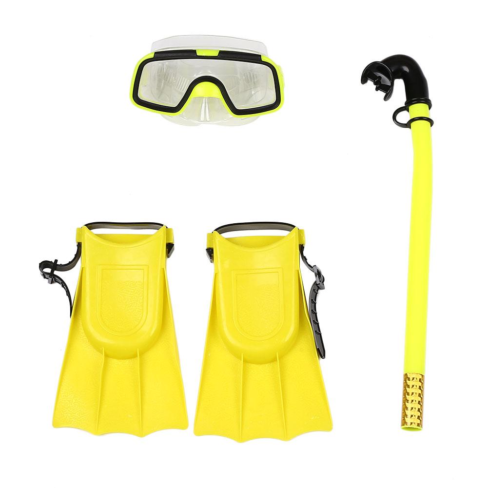 Svømning snorklingsæt beskyttelsesbriller dykning dykningsudstyr flippers maske: Gul