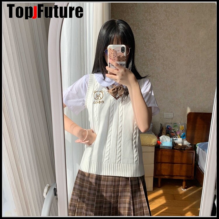 Japanese JK uniform knitted vest sweater school Un... – Vicedeal