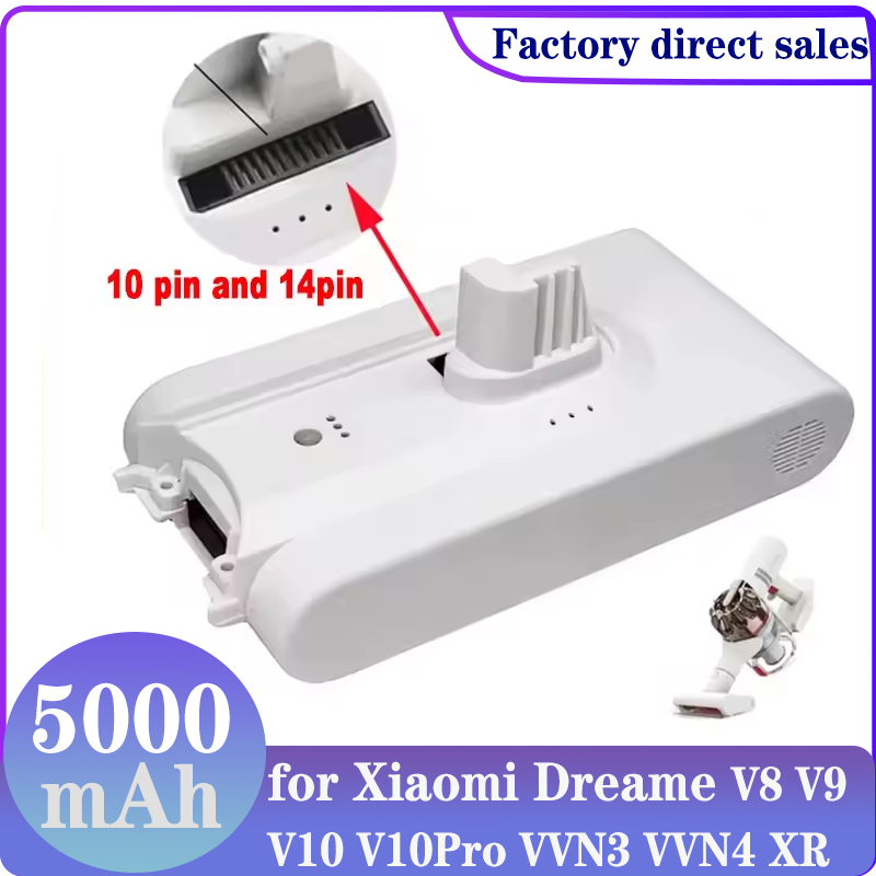 Batterie au Lithium pour aspirateur Xiaomi Mijia V8 V9 V9P V9B V10 XR VVN3 VVN4 Dreame, haute capacité, 25.2V, 5,0 ah