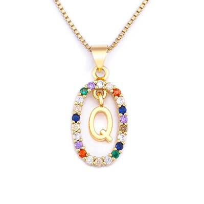 Nouvelle offre spéciale coloré 26 lettres A-Z initiale M S C K Alphabet pendentif longue chaîne collier nom bijoux femmes accessoires: Plaqué or antique