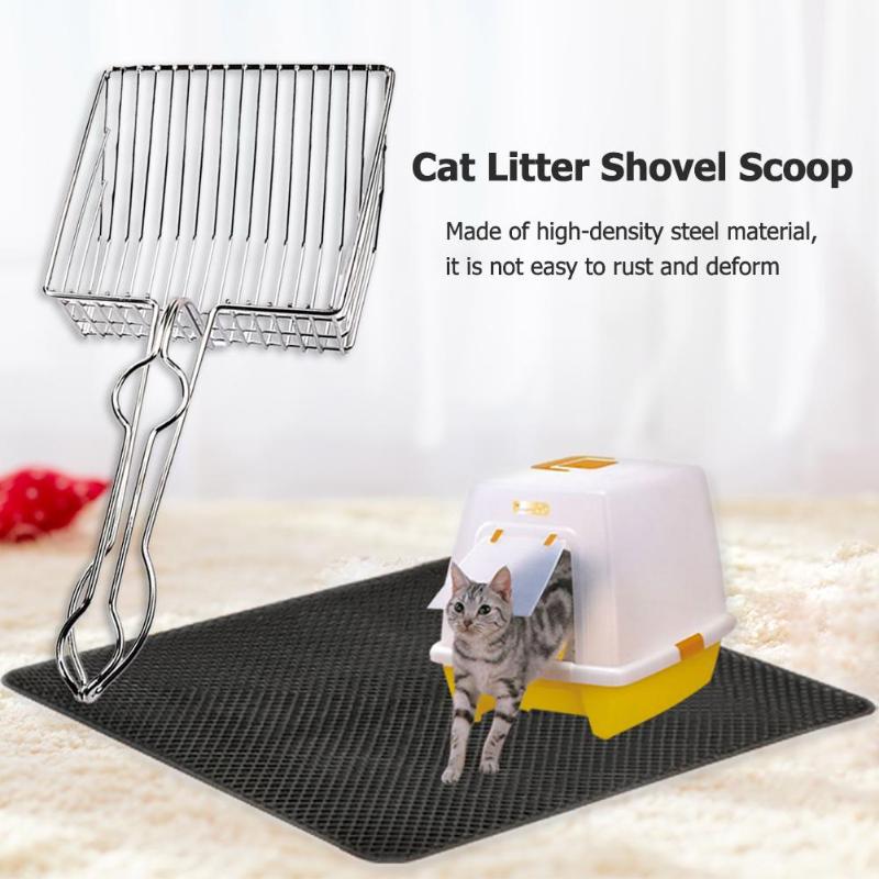 Metal kattekuld scoop hul kæledyr kat toilet scooper med langt håndtag jumbo kattekuld scoop sifter skovl kæledyr rengøringsværktøj
