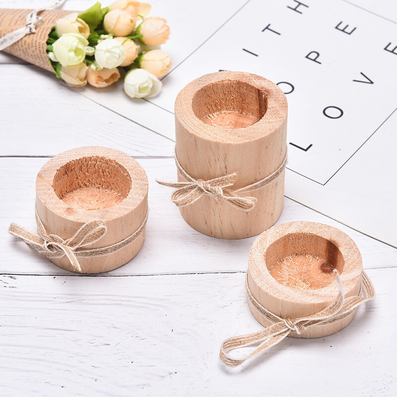 Diy-kandelaar van natuurlijk hout, vetplantenpot, huisdecoratie, kaarsenhouder van dennenhout, handgemaakte theelichthouder, decoratie