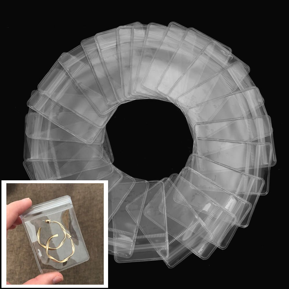 50Pcs/ Lot PVC Self Seal Zipper Plastic Packing Poly Pouch Ziplock Anti-oxidation Jewelry Jade Pack Bag Pouch Resealable: 6x8CM   50pcs