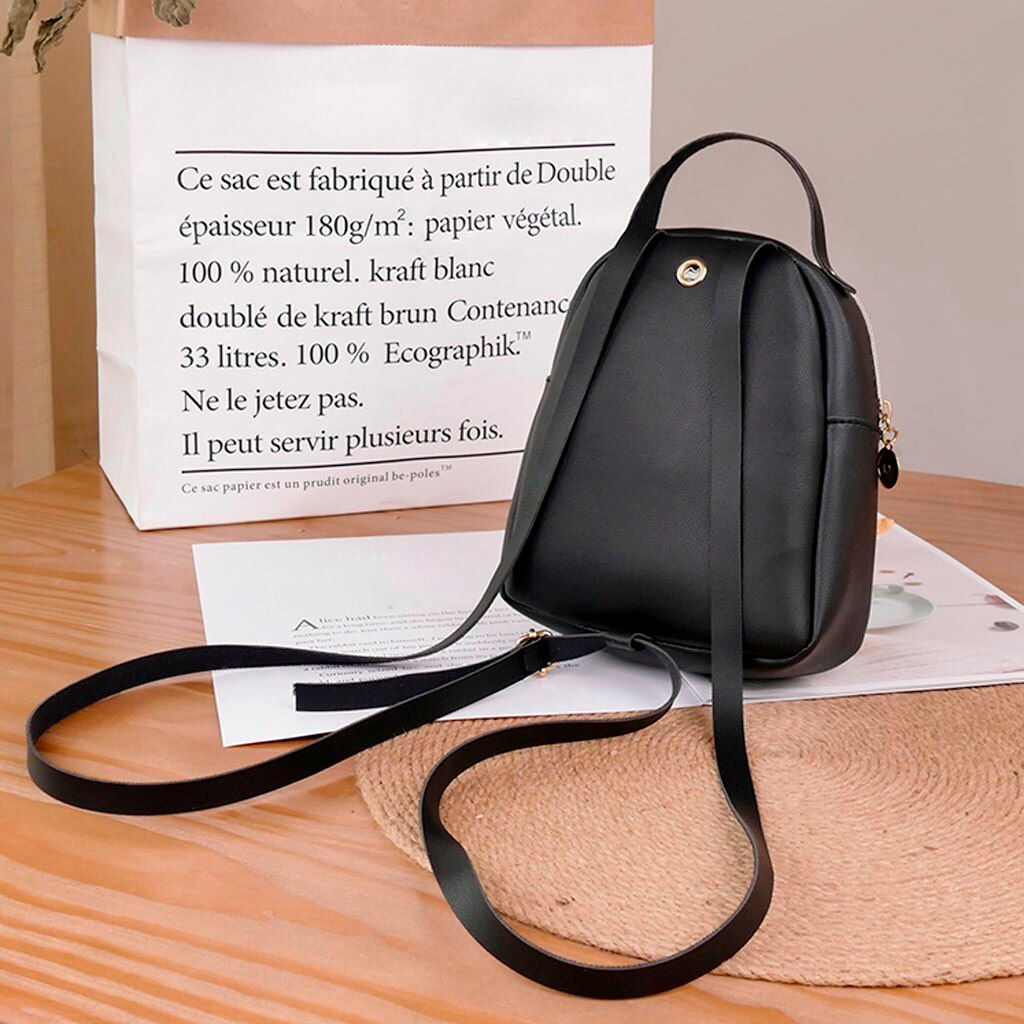 Small Solid Color Zipper Shoulders Backpack For Women Mochila Letter Purse Mobile Phone Bag Bolso Mujer sac a main femme#50