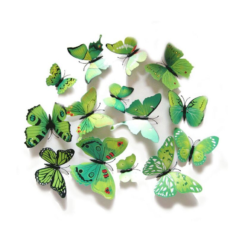 12 Pcs Pvc 3D Diy Vlinder Muurstickers Home Decor Poster Voor Keuken Badkamer Lijm Te Muurstickers Decoratie