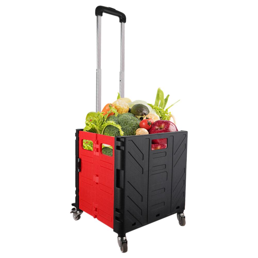 Segawe Folding Utility Shopping Cart With Wheels And Brake - Black, Metal Frame