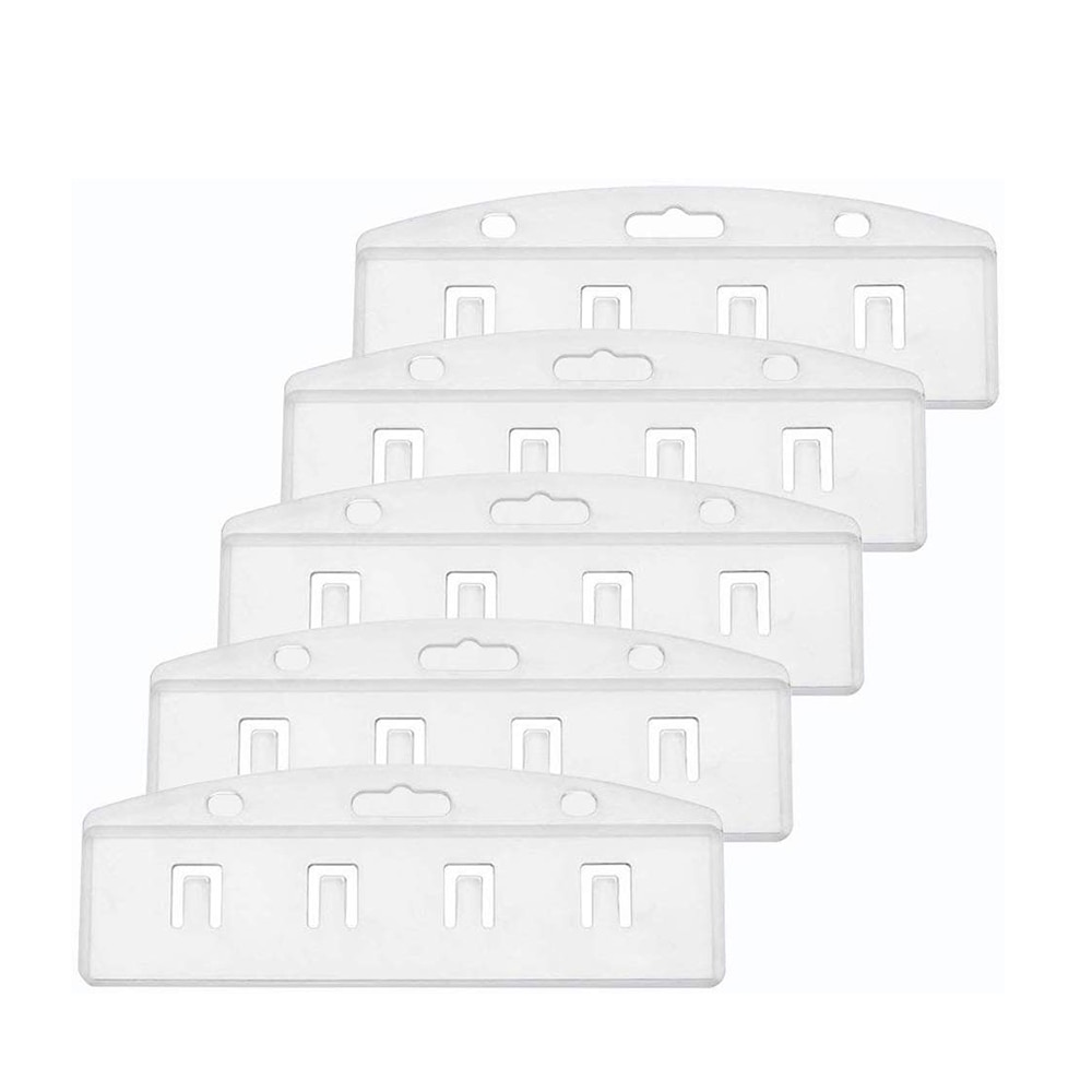 Slim Heavy Duty Frosted Rigid Polycarbonate Plastic ID Badge Holders Vertical / Horizontal Half Card Badge Holder Swipe ID Cards