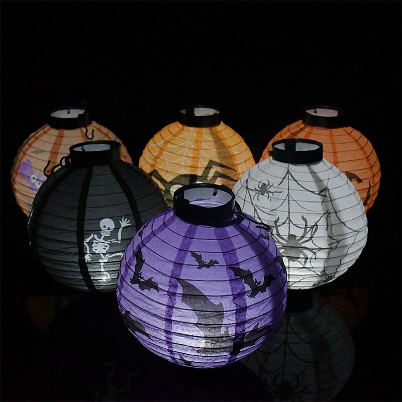 Halloween LED citrouille lanterne horreur lueur araignée crâne chauve-souris lampe à LED Halloween maison fête suspendus lustre décoration
