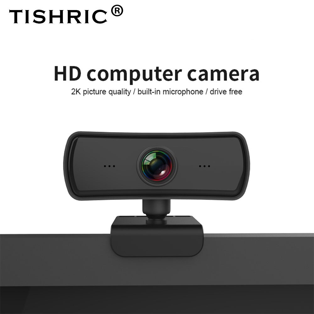 TISHRIC-cámara Web Full HD de 400w, Webcam 2K con USB, 1080P, enfoque automático, con micrófono para ordenador, cámara Web Mini/PC