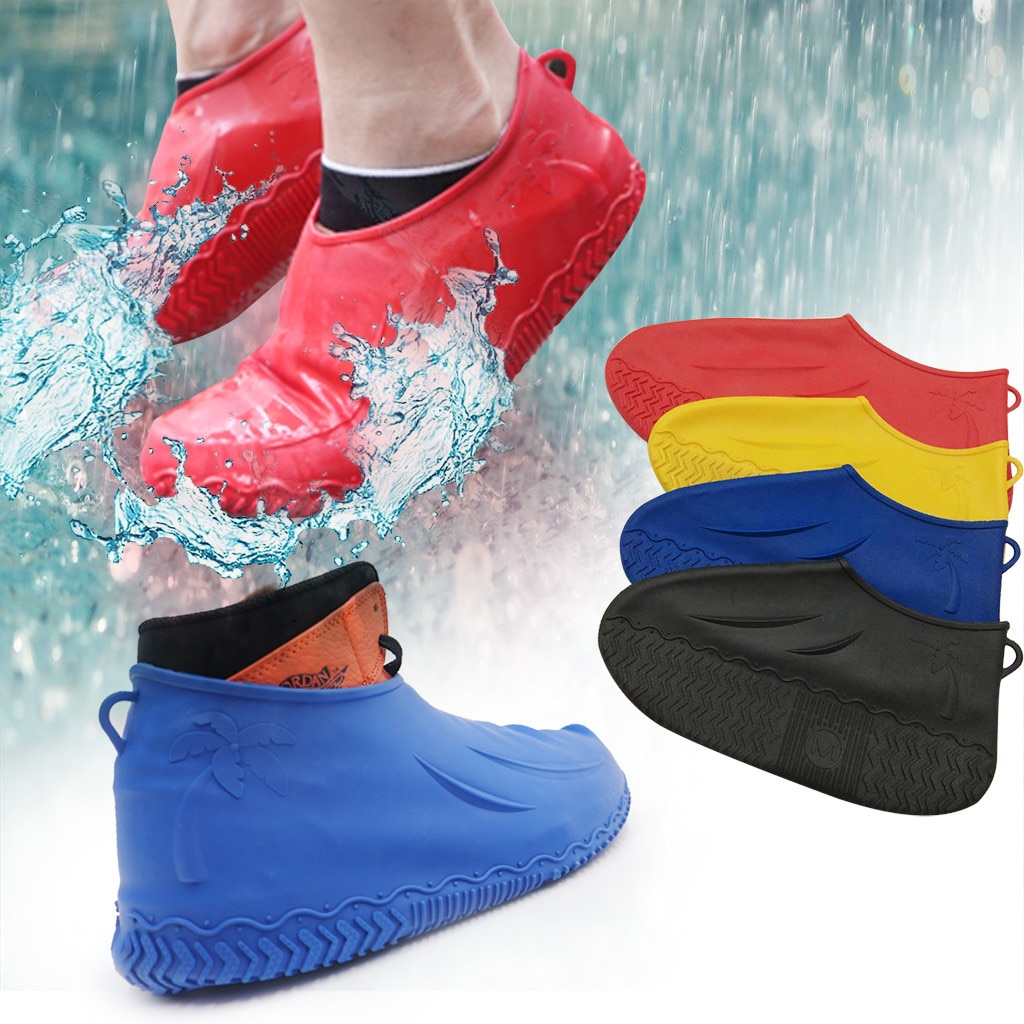 1 par gummi vandtætte regnsko dækker skridsikre genanvendelige gummistøvler overshoes udendørs regntæt vandreture skridsikker sko
