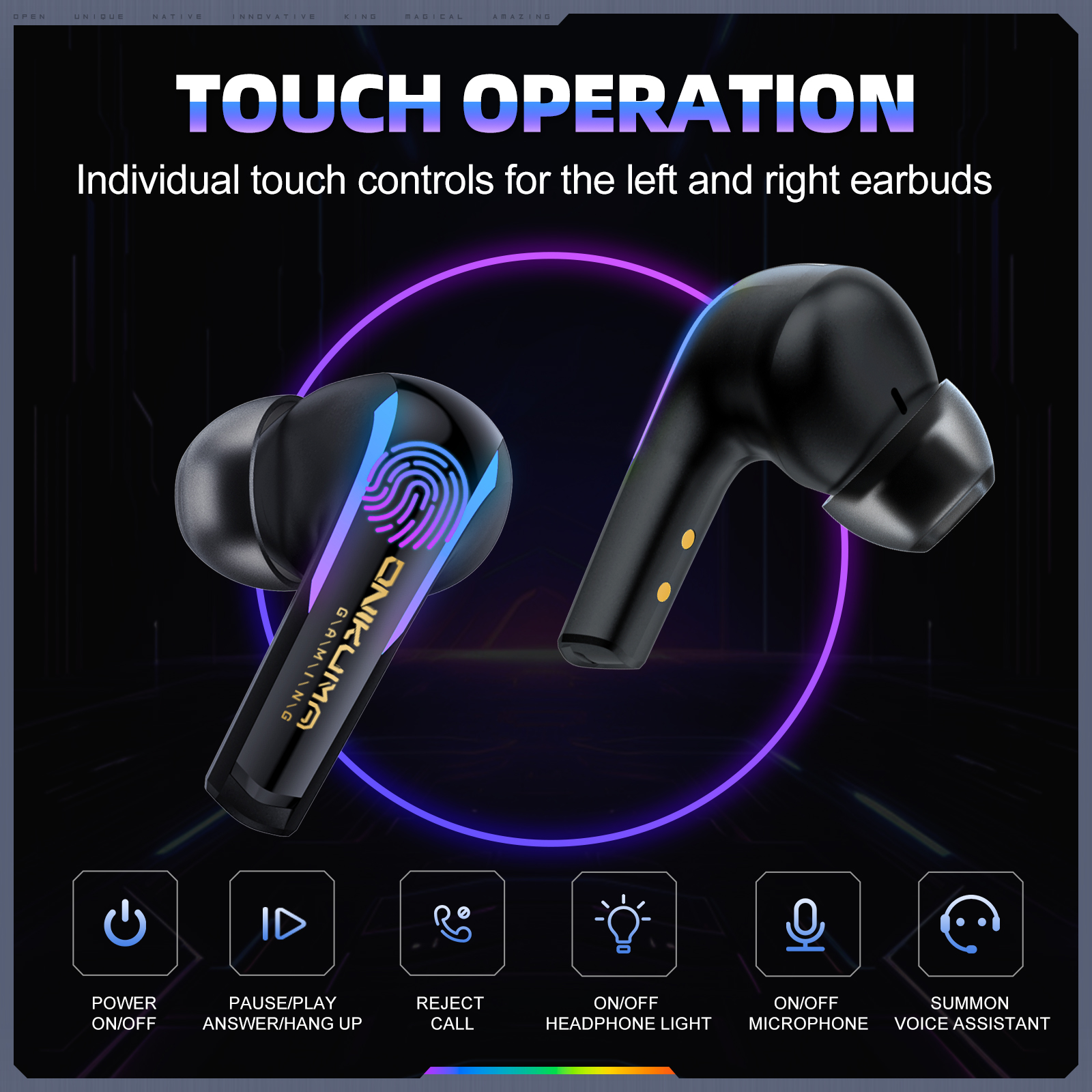 ONIKUMA T27 dual-mode cool RGB gaming headphones with high-definition call sound and low latency for gaming