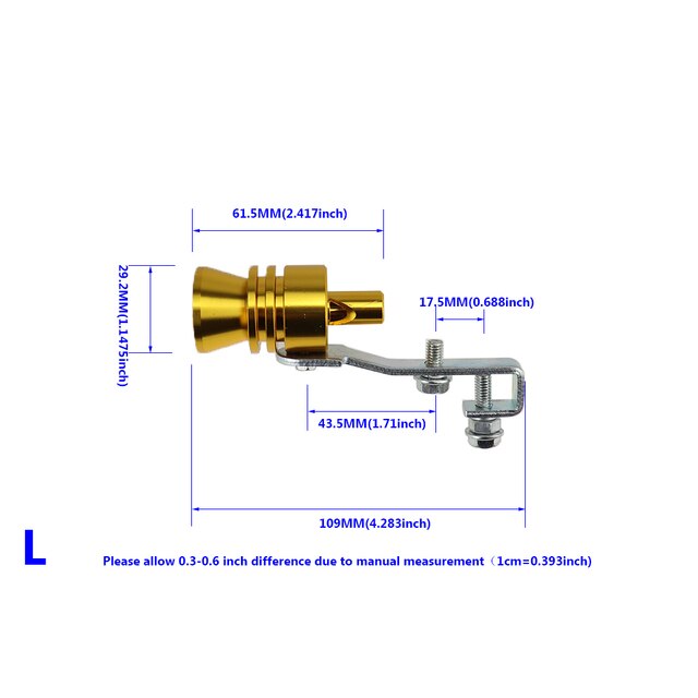Universal simulador Whistler de la motocicleta del coche de la onda de sonido modificación imitador Turbo silbato tubo de escape de sirena: Glod - L