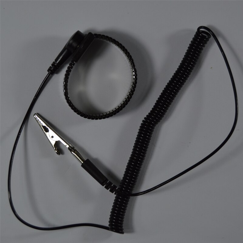 PU Anti static Wrist band Esd Wrist strap Black Metal Discharge Cord wire Clip for Electrician IC PLCC worke