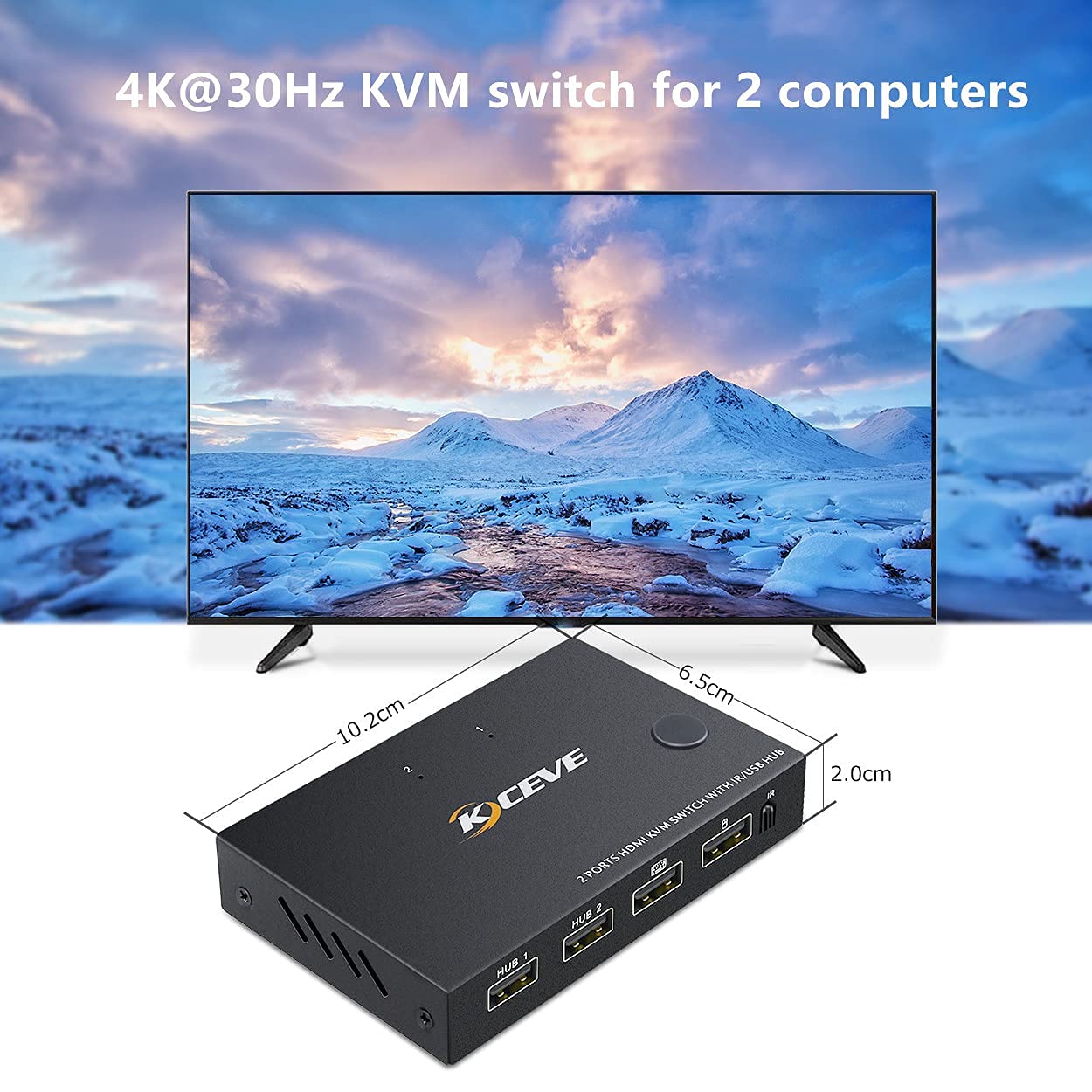 HD KVM Switcher 4K 2 in 1 out USB KVM Switcher Keyboard Mouse USB Shared Display Synchronization Controller KVM Switch