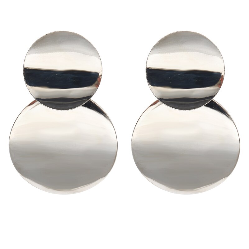 Trendy Zwarte Ronde Metalen Oorbel Voor Vrouwen Goud Glanzend Glad Lange Oorbellen Statement Sieraden Pendientes Bijoux: E192YIN