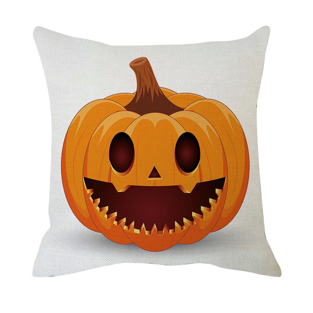 Halloween Pompoen Uitdrukking Afdrukken Katoen Zachte Linnen Wit Sierkussen Case Kussenhoes Thuis Woonkamer Sofa Decoratie: B