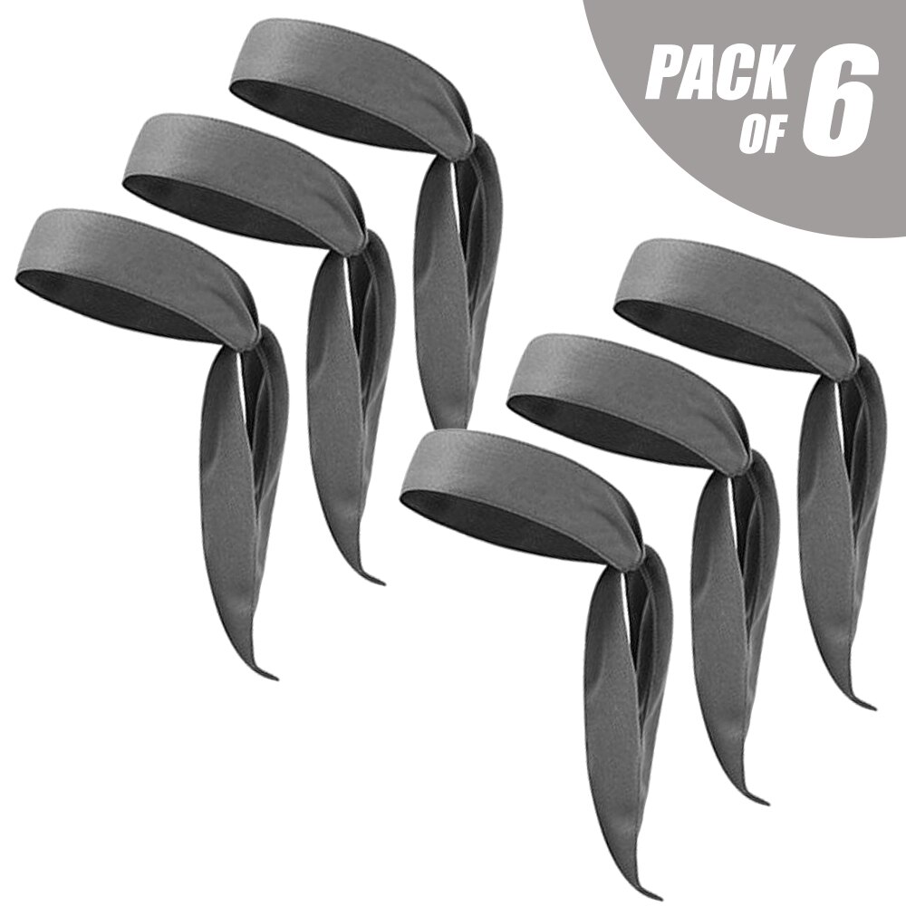 6pcs Sports Head Ties Non-Slip Headbands Sweatbands Bandana for Women Men Running Cycling Basketball Tennis mens headband: Dark Gray