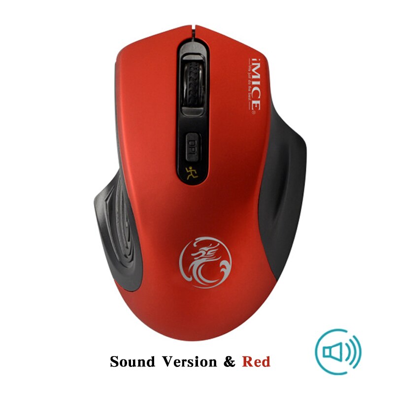 Souris optique sans fil, pour ordinateur de bureau et portable, accessoire ergonomique et silencieux avec récepteur USB 4 boutons 2,4G USB: Sound Red