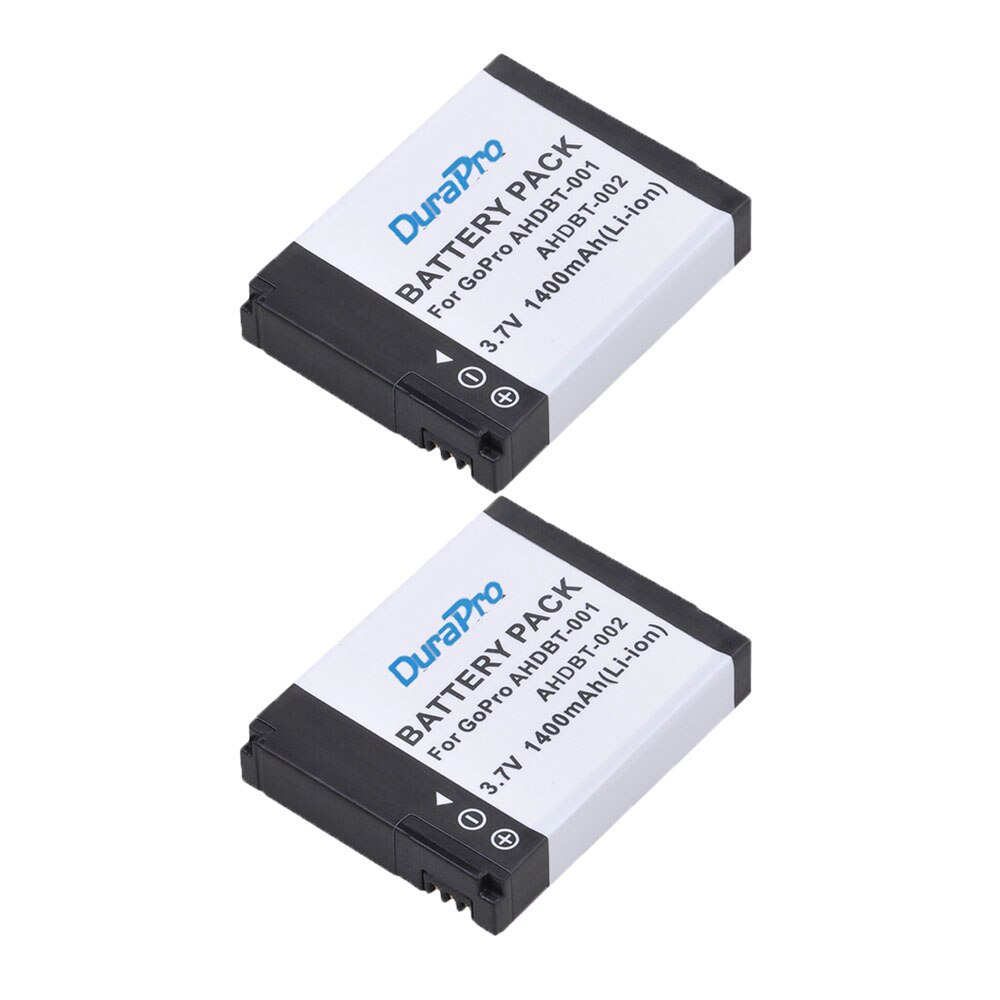 DuraPro 1400mAH AHDBT-001 AHDBT-002 Camera Battery+USB Dual Charger for GoPro Hero 1 2 Go pro Hero 1 2 1080p 960 NIB Camera: 2 Battery