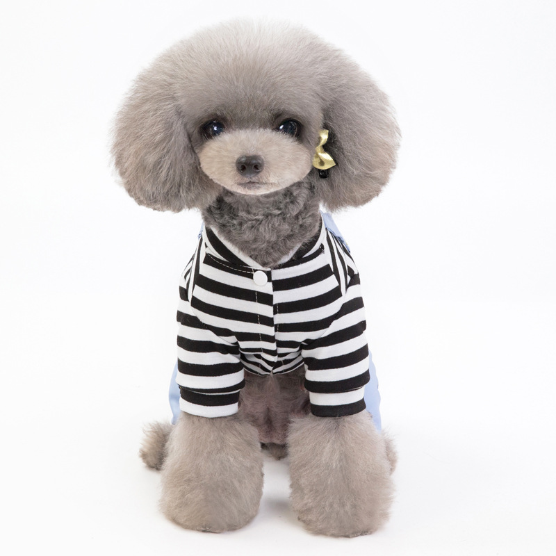 Mono a rayas para perro, pijama para perros pequeños, pelele, ropa de algodón para mascotas, ropa para cachorros y gatos